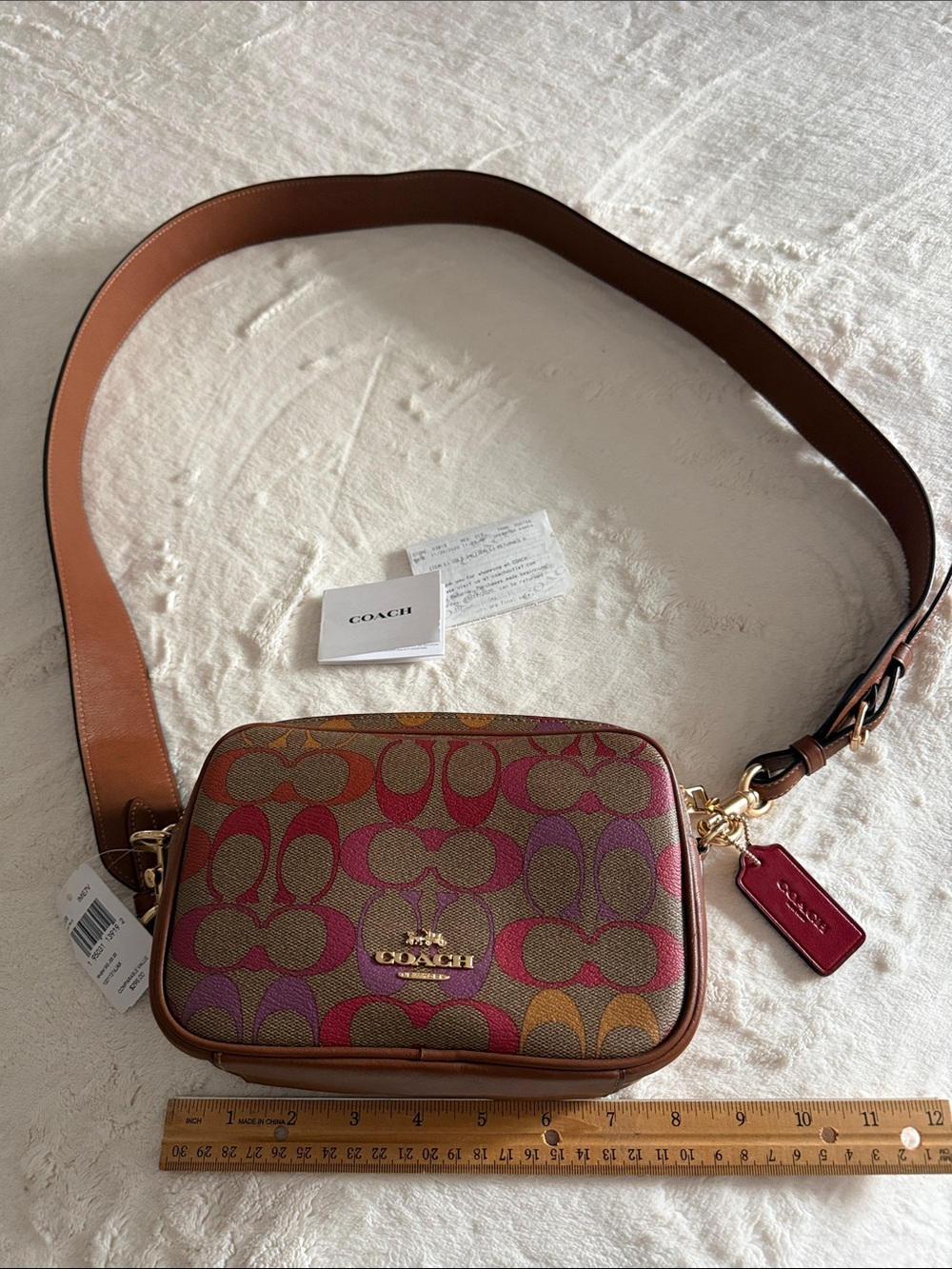 Coach Signature Multicolor Canvas Crossbody with Tan Trim - Never Used